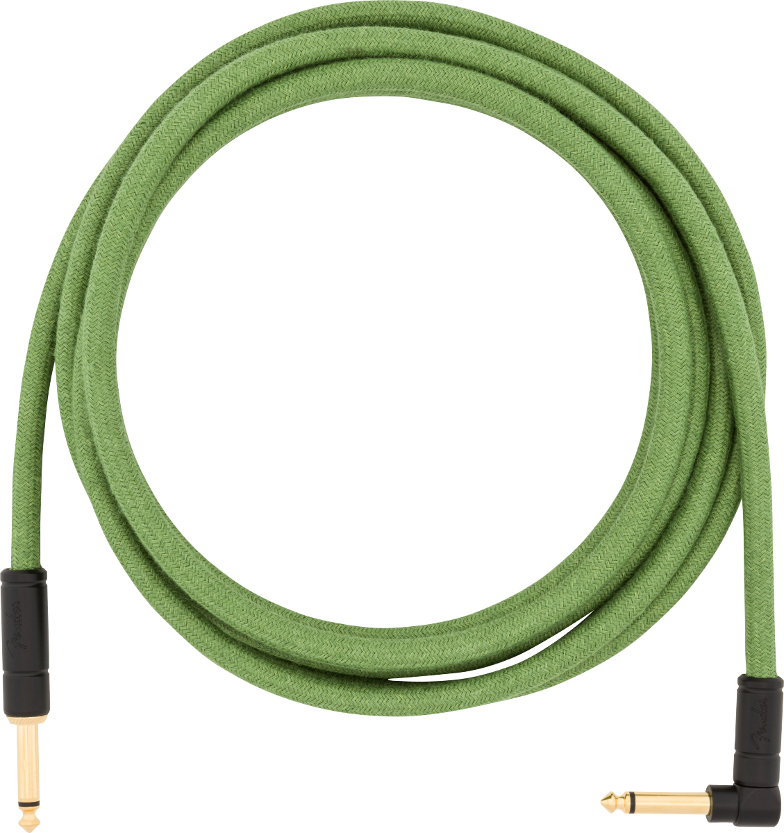 FENDER FENDER 10' PURE HEMP INSTRUMENT CABLE, GREEN, RIGHT ANGLE