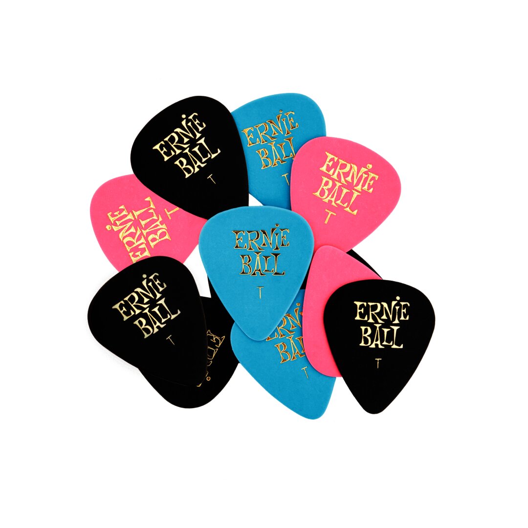 Ernie Ball Thin Assorted Color Cellulose Picks, bag of 12