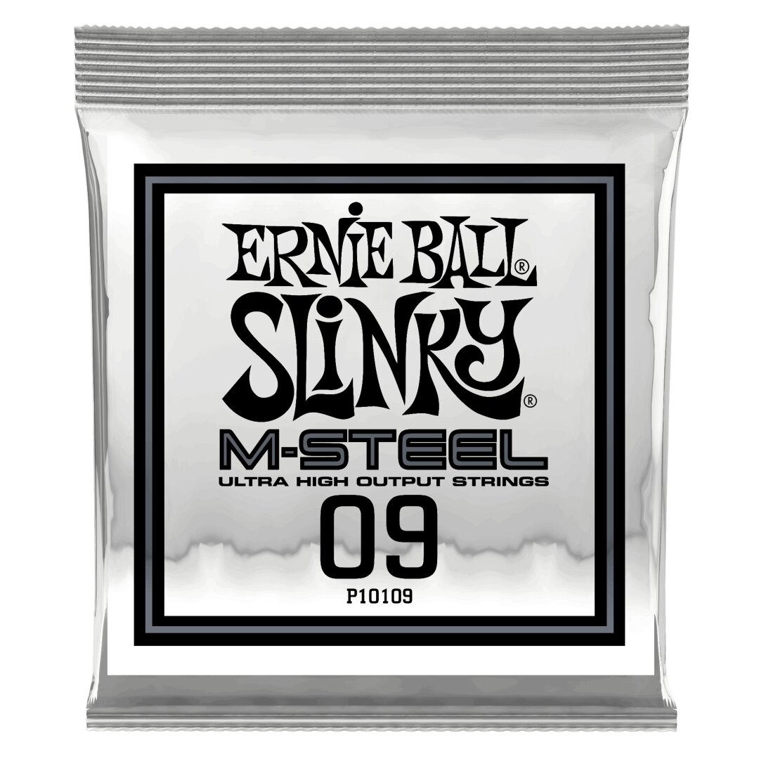 Ernie Ball .009 M-Steel Plain Electric Guitar Strings 6 Pack