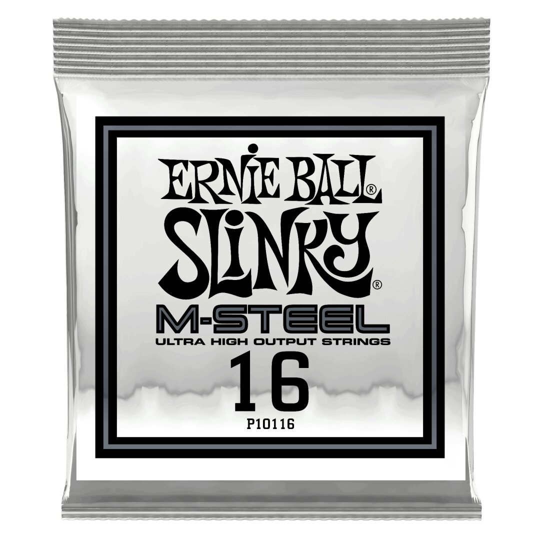 Ernie Ball .016 M-Steel Plain Electric Guitar Strings 6 Pack