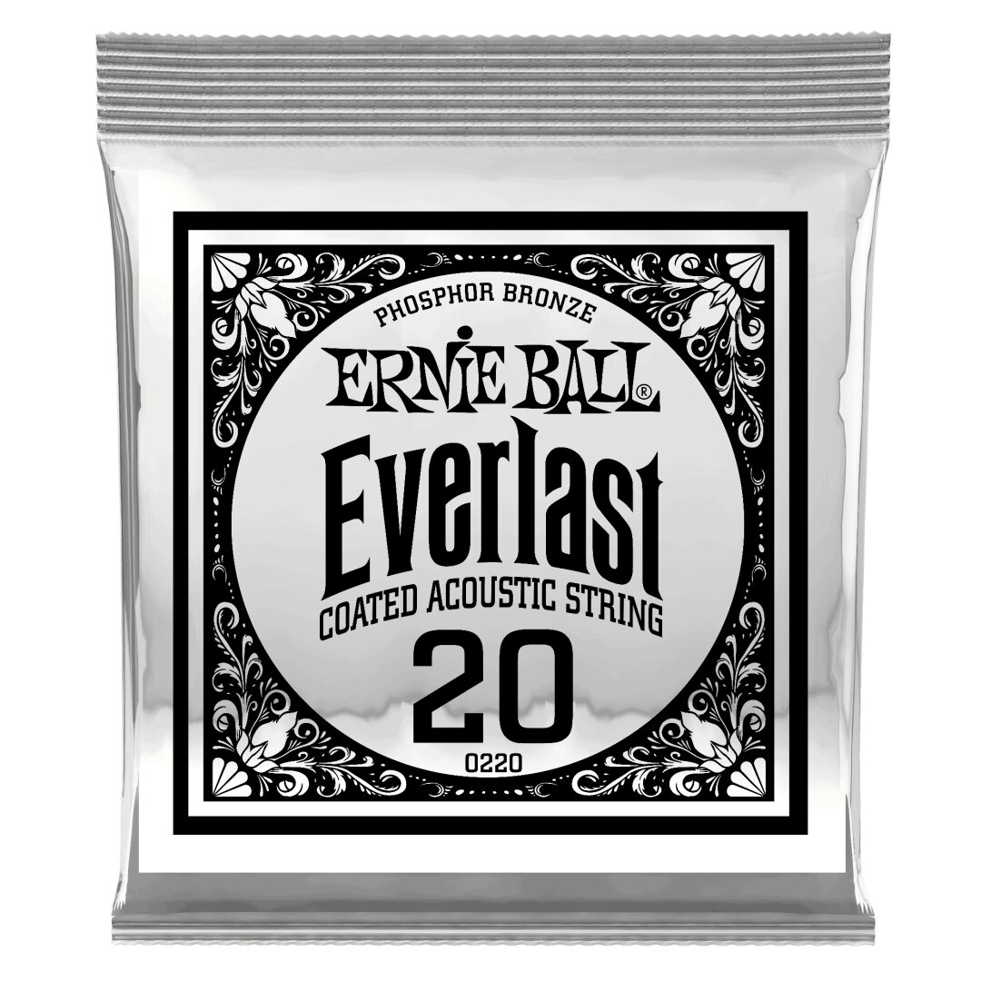Ernie Ball .020 Everlast Coated Phosphor Bronze Acoustic Guitar Strings 6 Pack