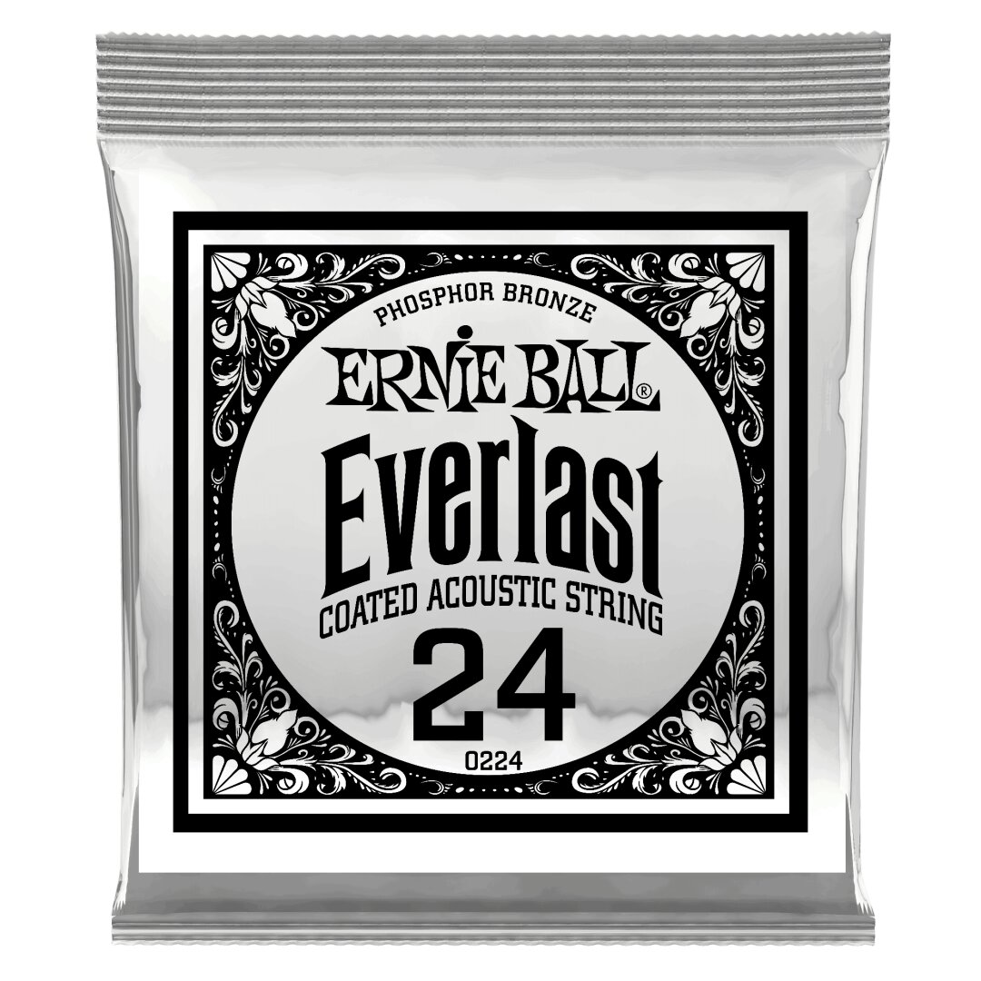 Ernie Ball .024 Everlast Coated Phosphor Bronze Acoustic Guitar Strings 6 Pack