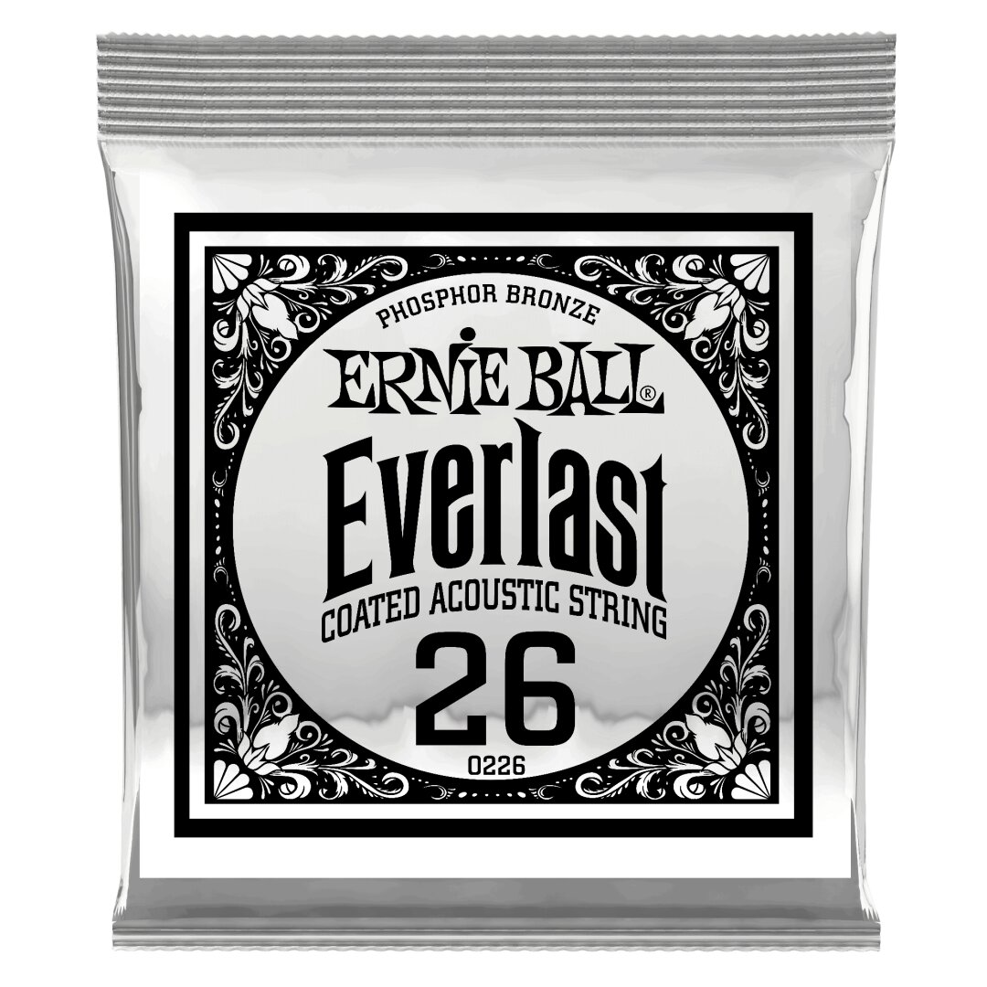 Ernie Ball .026 Everlast Coated Phosphor Bronze Acoustic Guitar Strings 6 Pack