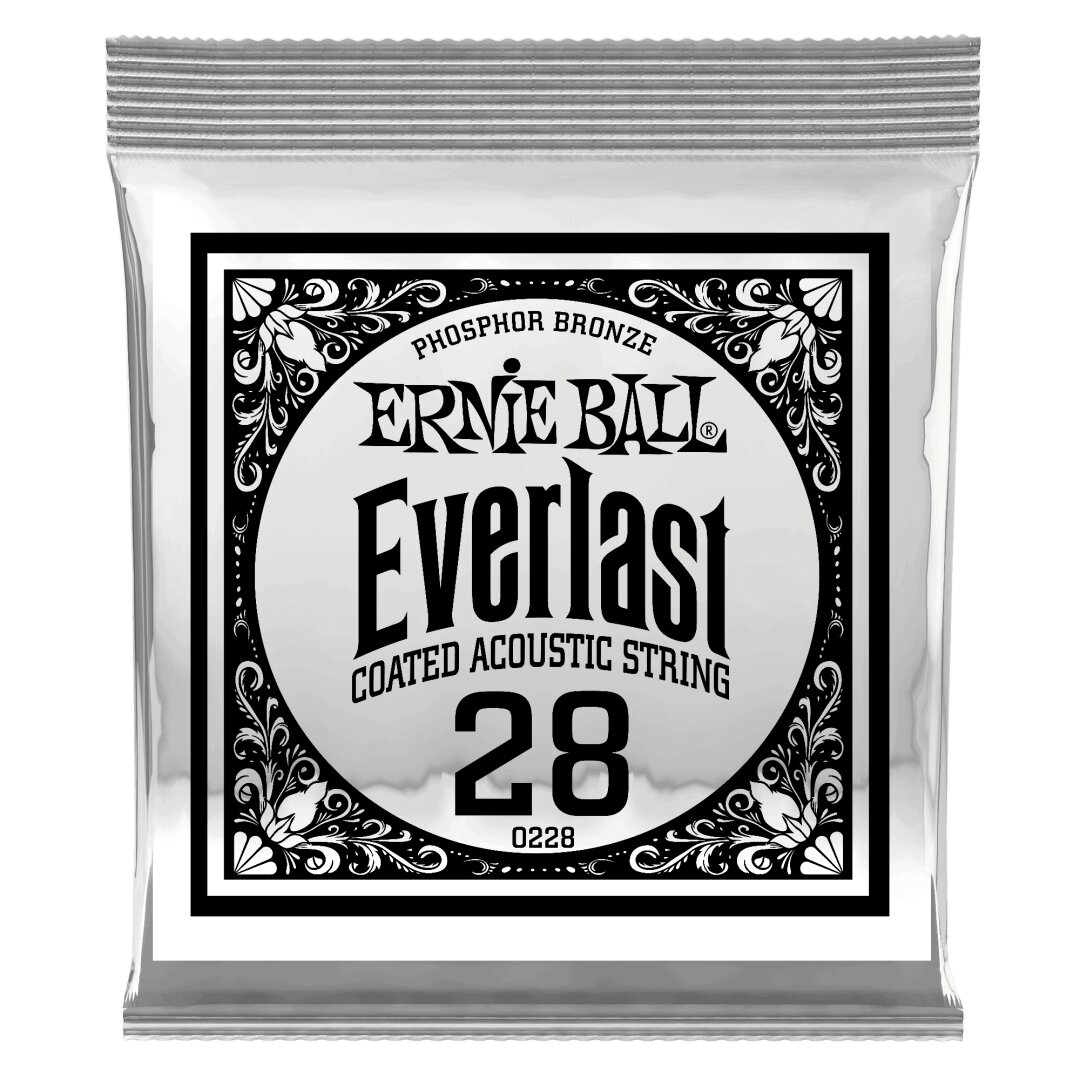 Ernie Ball .028 Everlast Coated Phosphor Bronze Acoustic Guitar Strings 6 Pack