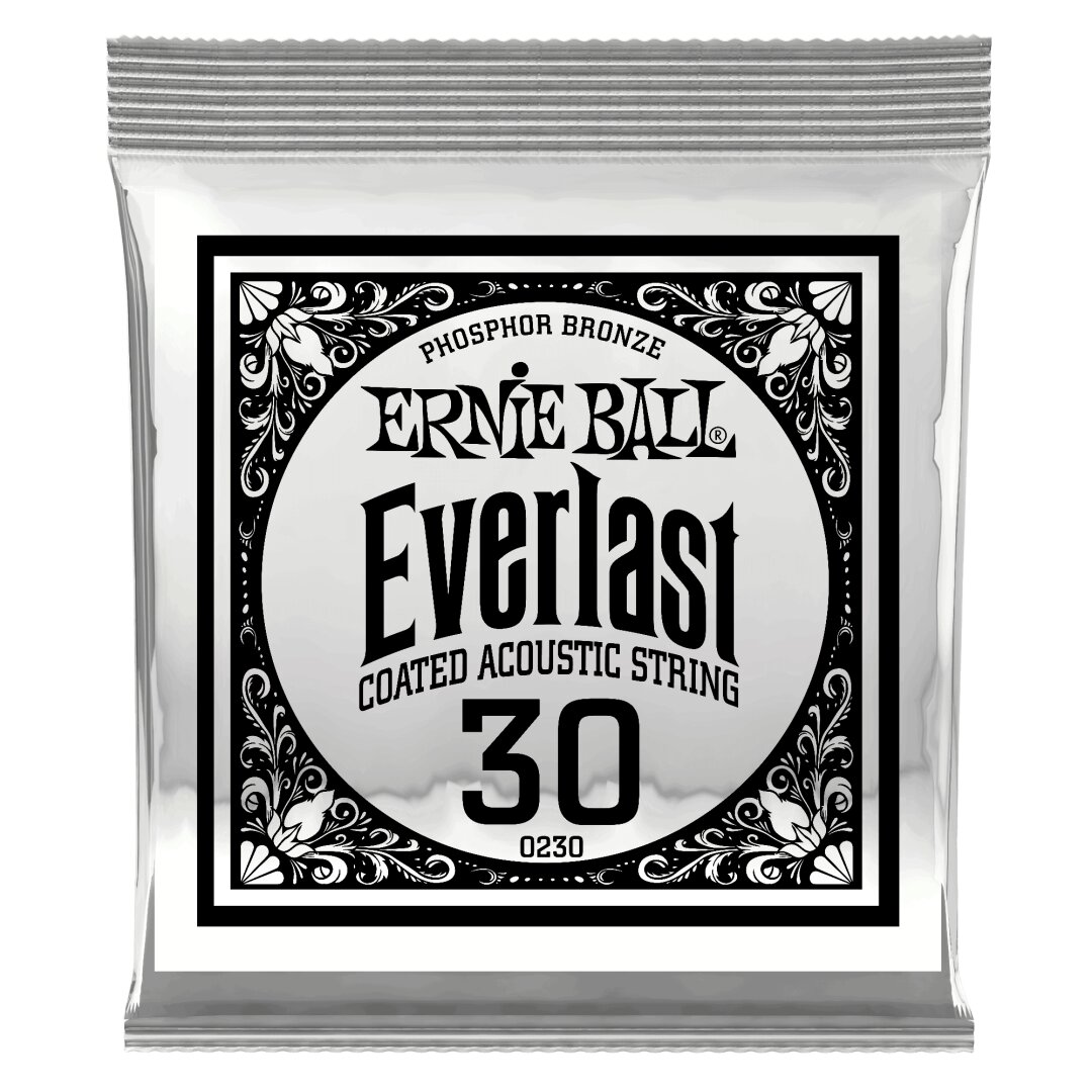 Ernie Ball .030 Everlast Coated Phosphor Bronze Acoustic Guitar Strings 6 Pack