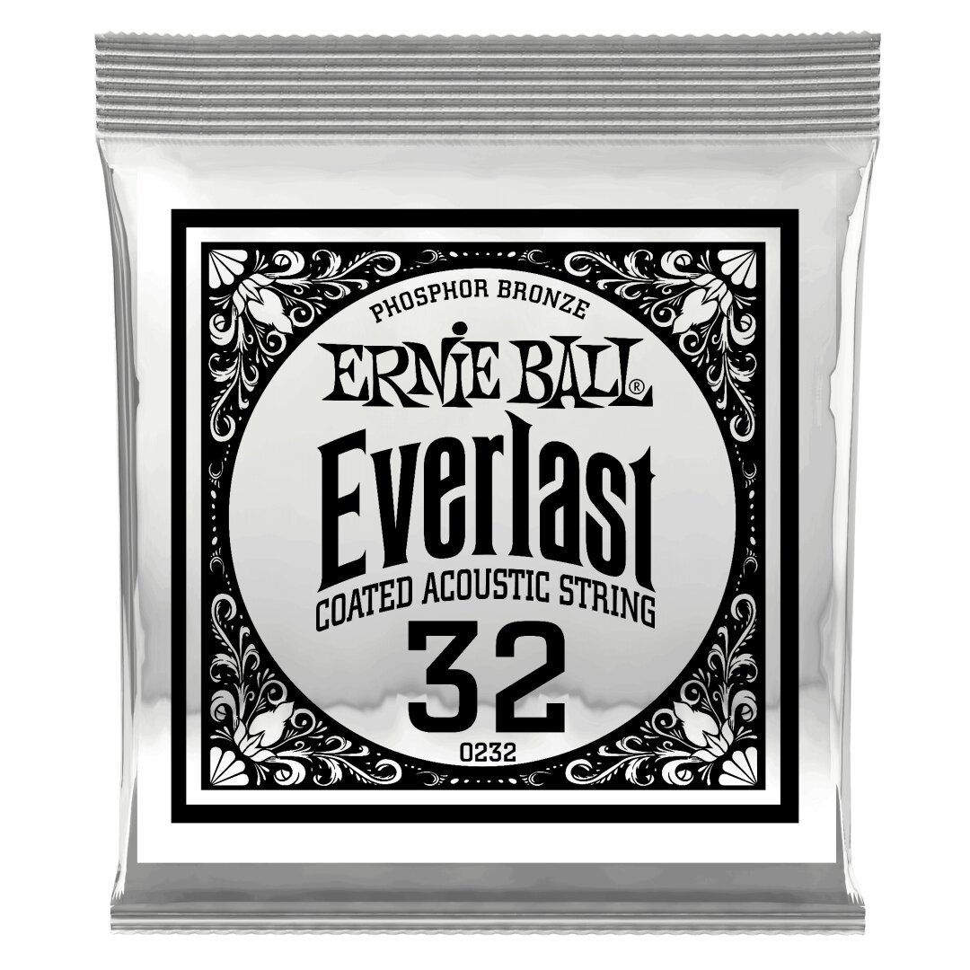 Ernie Ball .032 Everlast Coated Phosphor Bronze Acoustic Guitar Strings 6 Pack