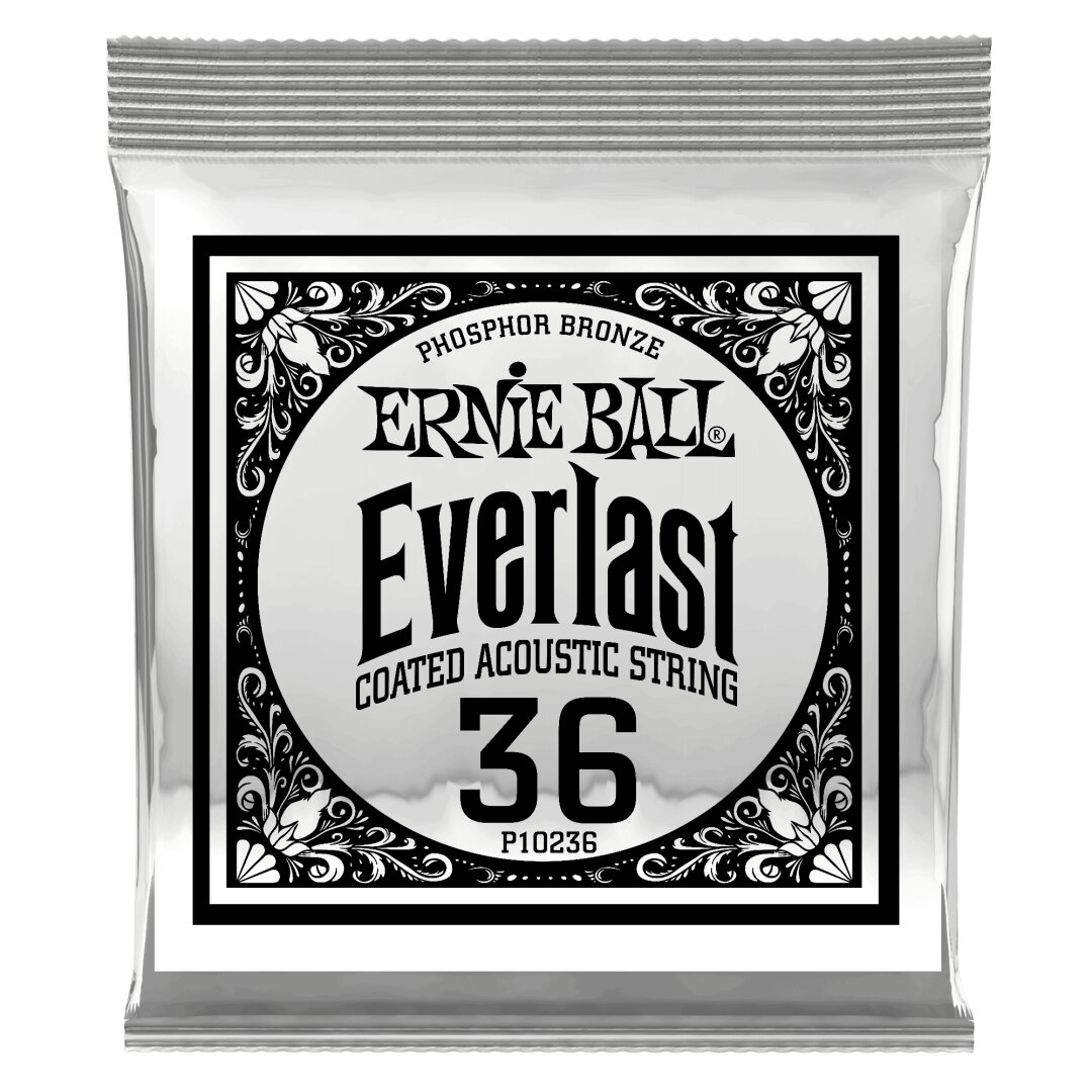 Ernie Ball .036 Everlast Coated Phosphor Bronze Acoustic Guitar Strings 6 Pack