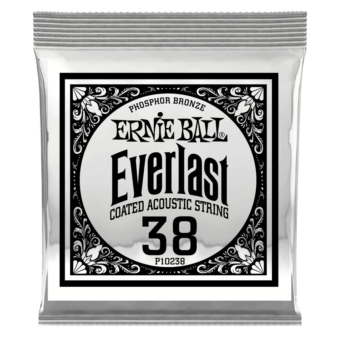 Ernie Ball .038 Everlast Coated Phosphor Bronze Acoustic Guitar Strings 6 Pack