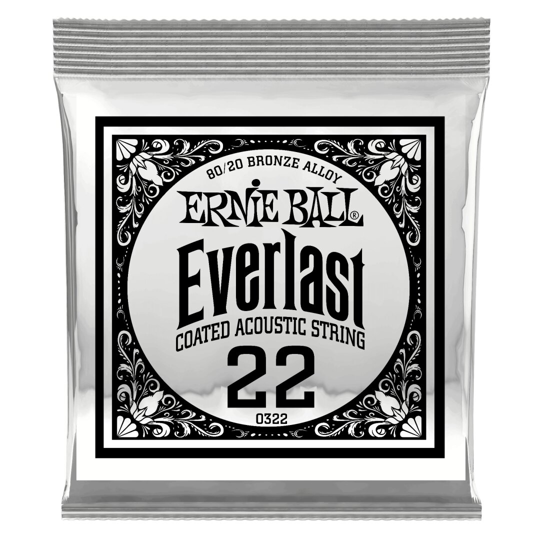 Ernie Ball .022 Everlast Coated 80/20 Bronze Acoustic Guitar Strings 6 Pack