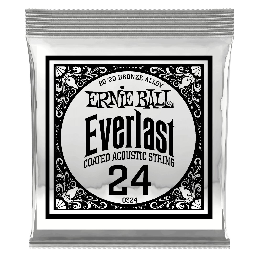 Ernie Ball .024 Everlast Coated 80/20 Bronze Acoustic Guitar Strings 6 Pack