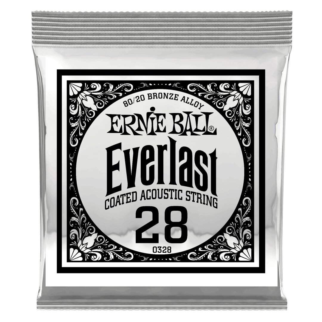 Ernie Ball .028 Everlast Coated 80/20 Bronze Acoustic Guitar Strings 6 Pack