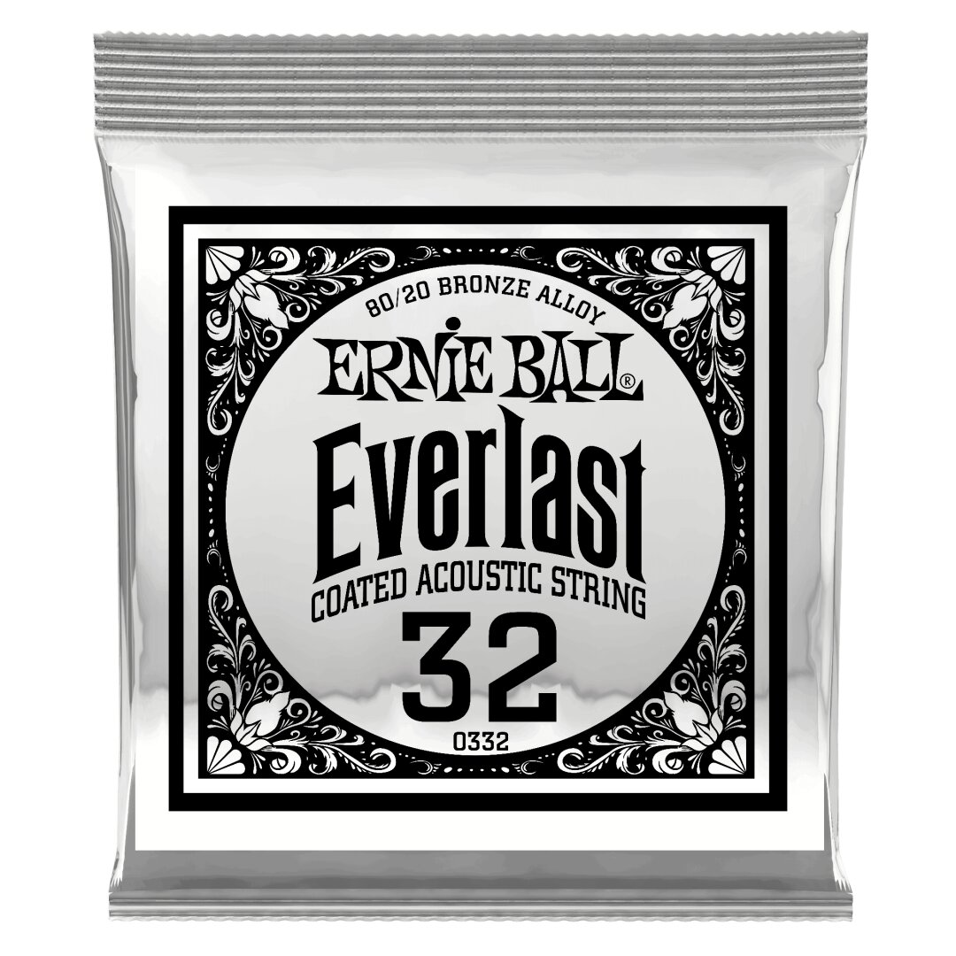 Ernie Ball .032 Everlast Coated 80/20 Bronze Acoustic Guitar Strings 6 Pack