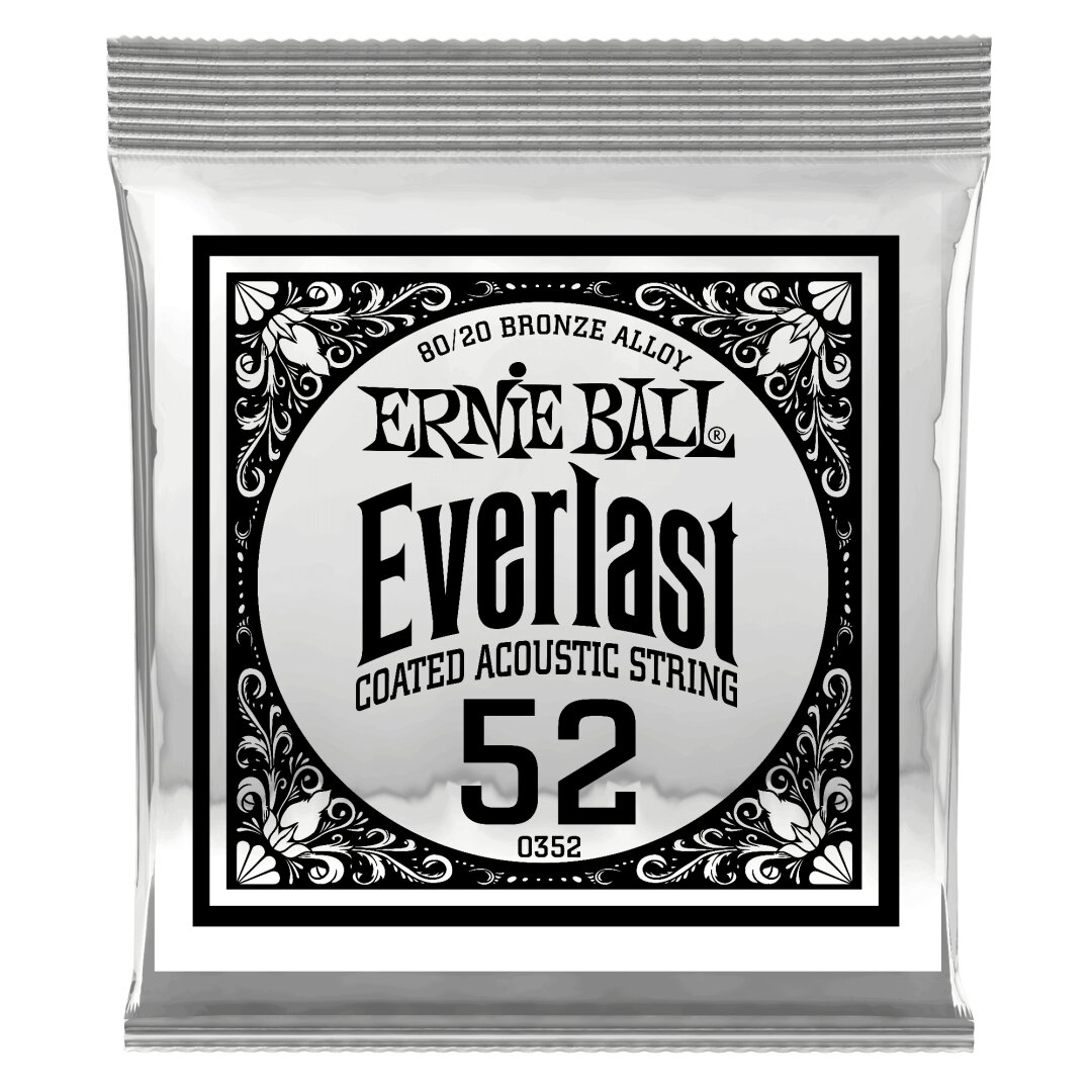 Ernie Ball .052 Everlast Coated 80/20 Bronze Acoustic Guitar Strings 6 Pack