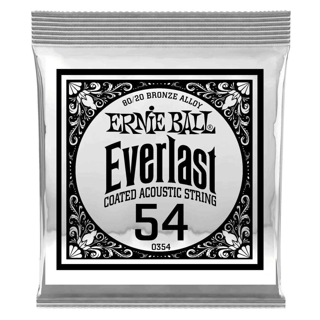 Ernie Ball .054 Everlast Coated 80/20 Bronze Acoustic Guitar Strings 6 Pack