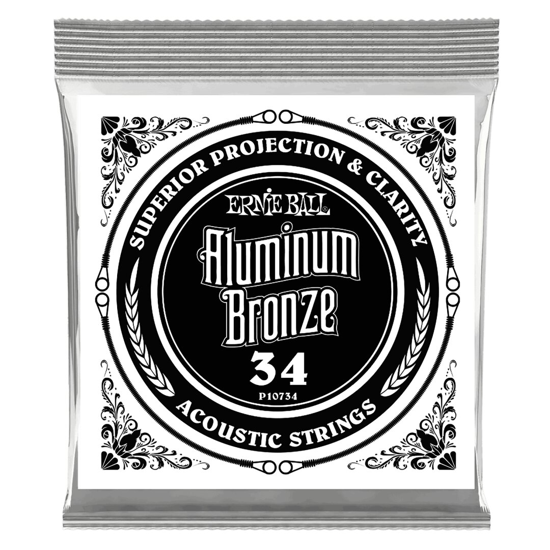 Ernie Ball .034 Aluminum Bronze Wound Acoustic Guitar Strings 6 Pack