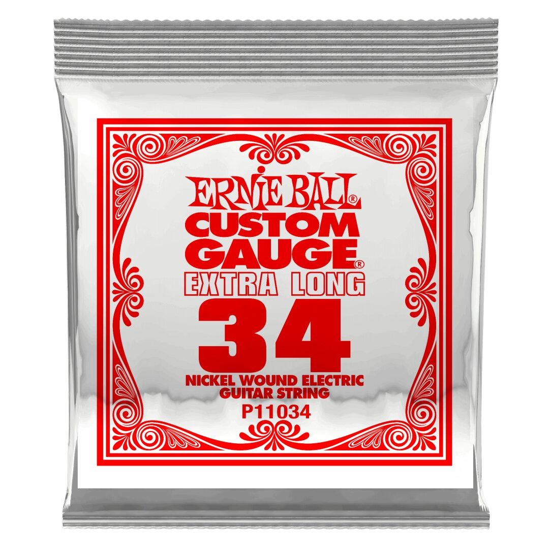 Ernie Ball .034 Extra Long Nickel Wound Electric Guitar Strings 6 pack