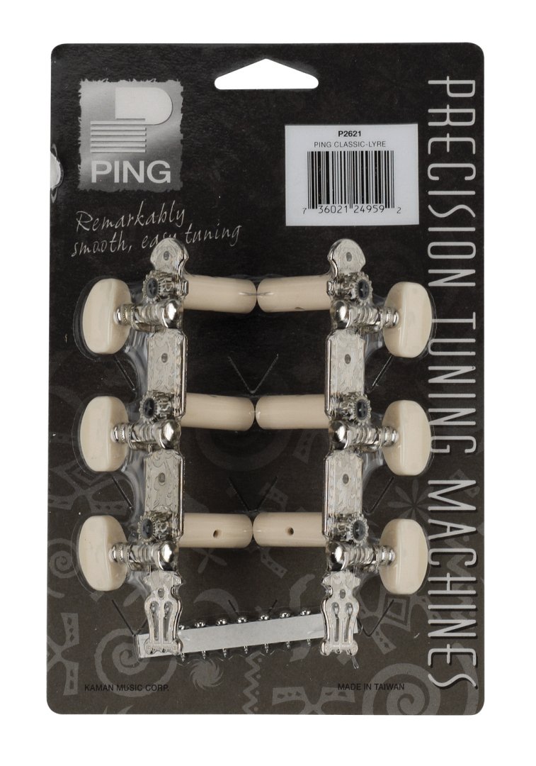 Ping Ping P2621 Nickel Lyra Plate Classic Machine Heads. Plastic Oblong But