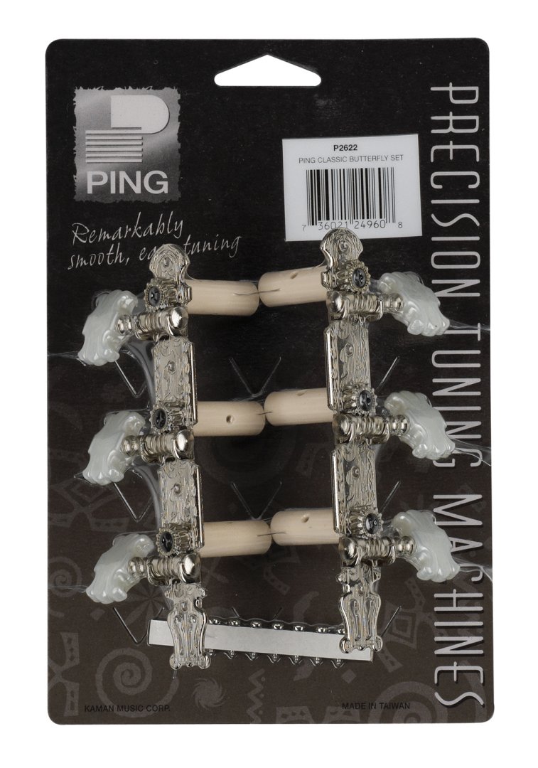 Ping Ping P2622 Nickel Lyra Plate Classic Machine Heads. Butterfly Pearl Bu