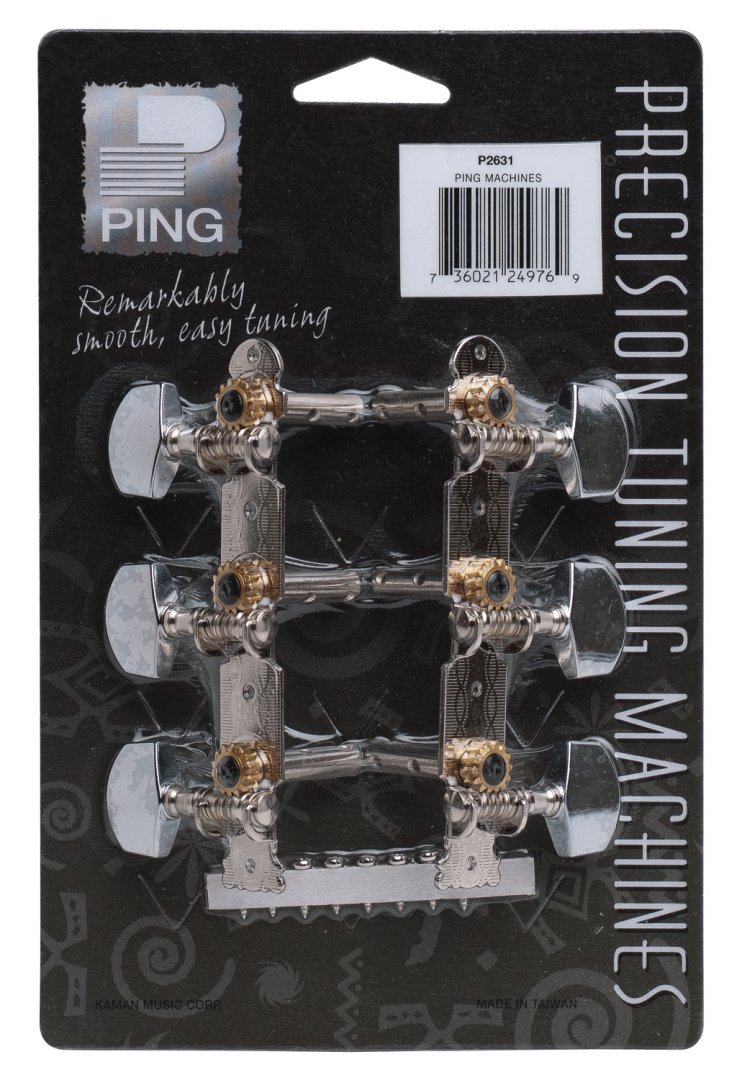 Ping Ping P2631 Chrome Button Plate Machine Heads. 3-In-Line (2 Set)