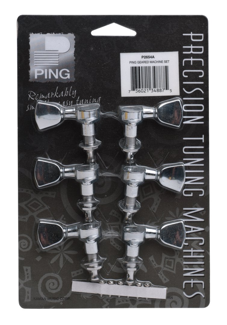 Ping Ping P2654A Venitian Button Machine Heads. 3 Bass 3 Treble Gold