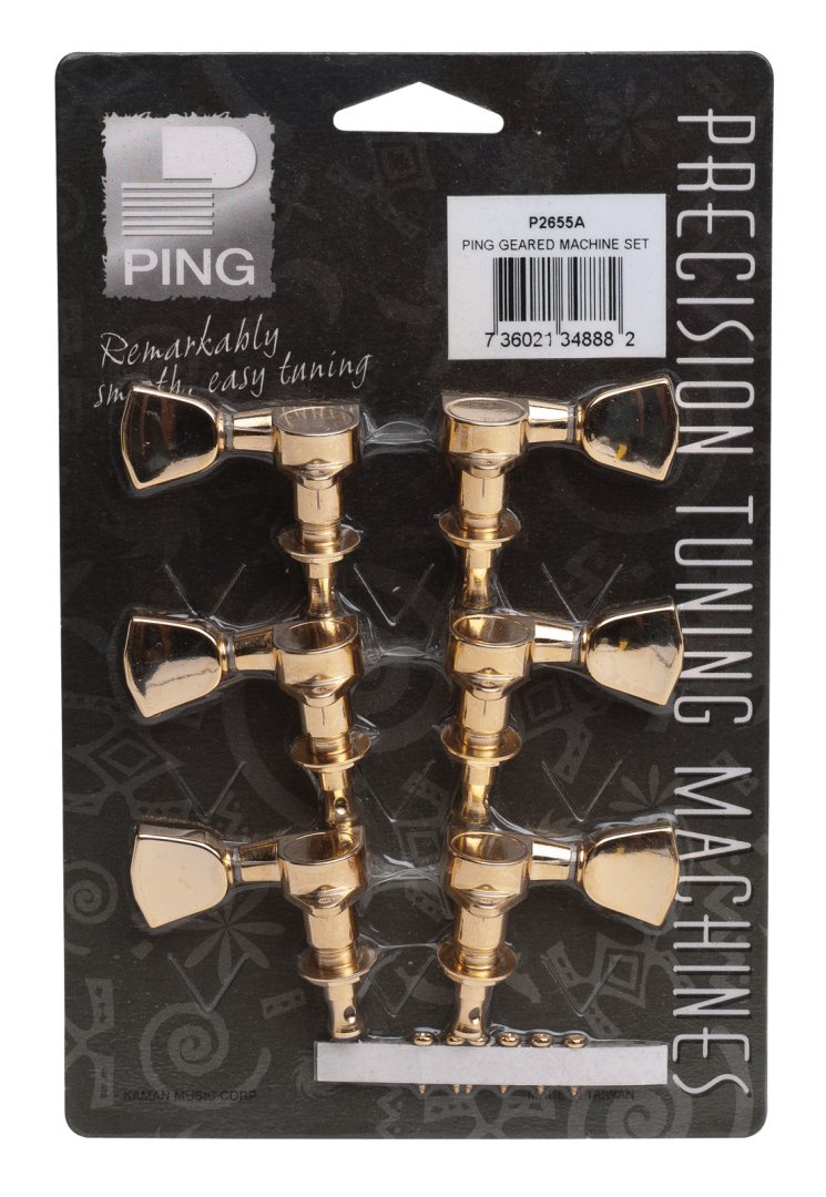 Ping Ping 2655A Venitian Button Machine Heads. 3 Bass 3 Treble Chrome