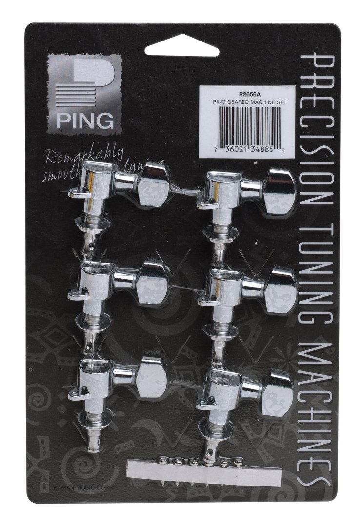 Ping Ping P2656A 6-In-Line Geared Individual Machine Heads. 6-Left Chrome