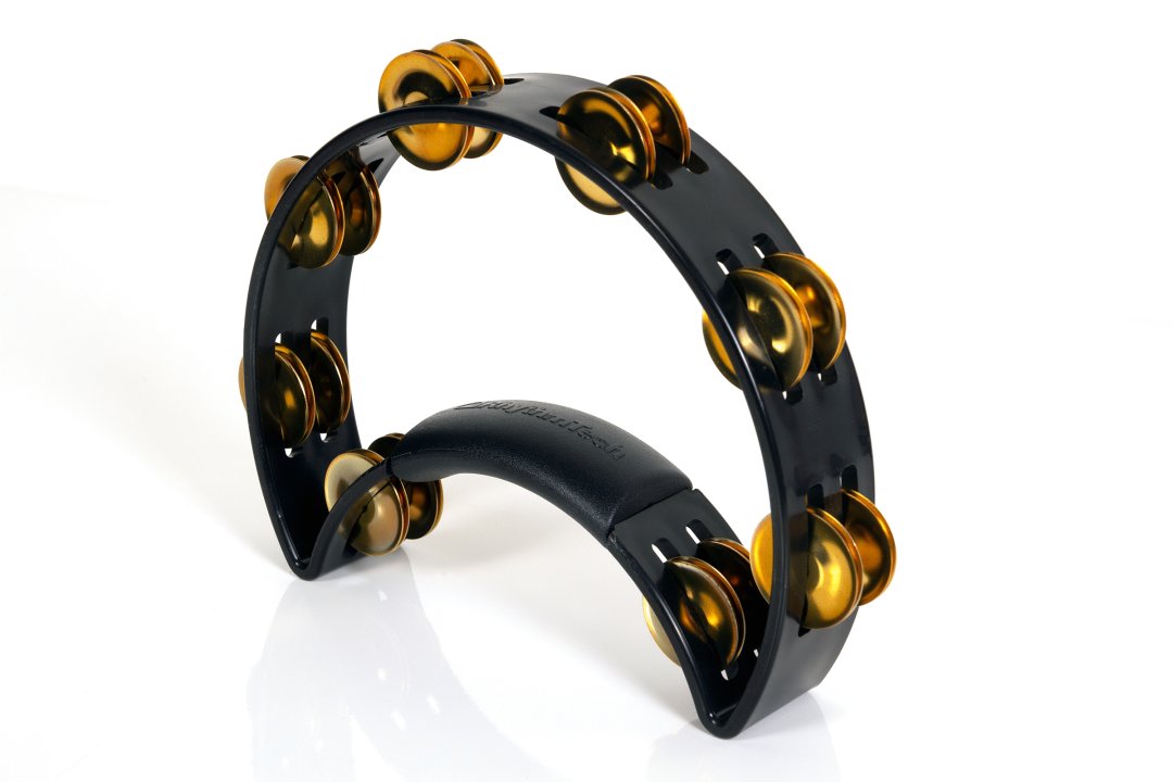Rhythm Tech Rhythm Tech RT1011 Tambourine. Black with Double Row Brass Jingles