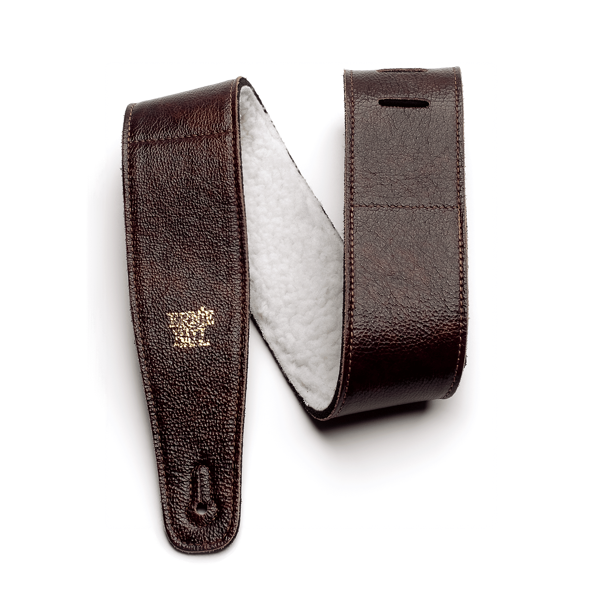 Ernie Ball Ernie Ball 2.5" Adjustable Italian Leather Strap with Fur Padding - Chestnut