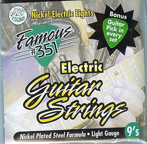 Picks by the Pound Famous #351 SE-351-9 Nickel Electric Guitar Strings-Light Gauge, Bonus