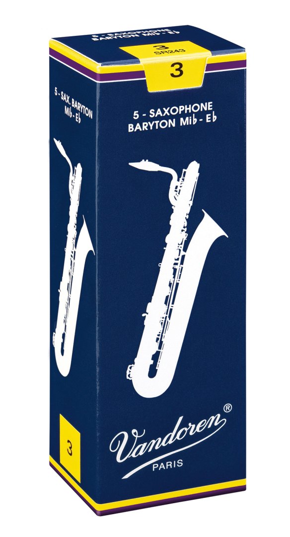 Vandoren Vandoren SR243 Baritone Saxophone Traditional Reeds Strength #3. (Box