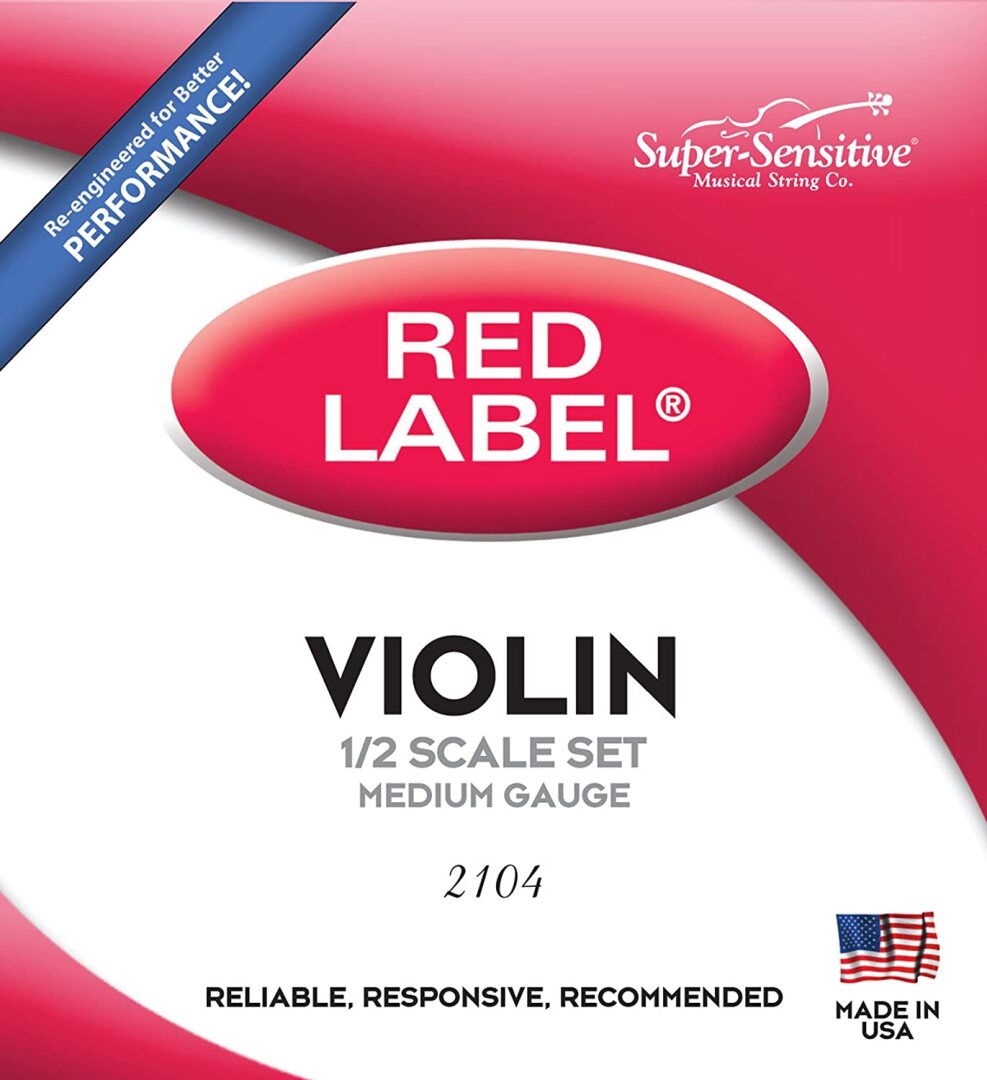 Super Sensitive Super-Sensitive 2104 Red Label Orchestra 1/2 Violin Strings, Medium Ga