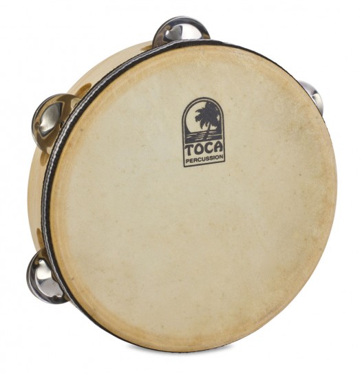 Toca Percussion Toca Wood Tambourine, 7-1/2" Single Row with Head