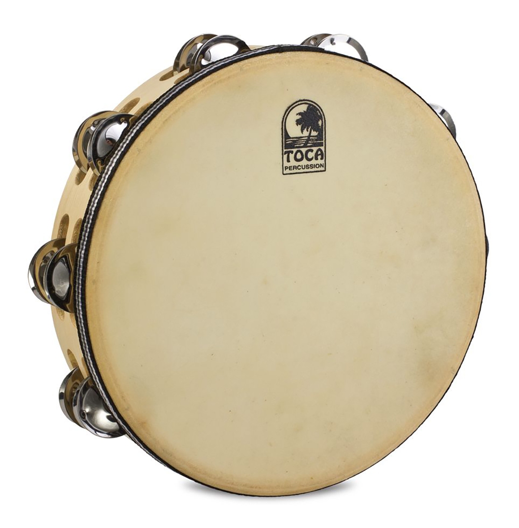 Toca Percussion Toca Wood Tambourine, 9" Single Row with head