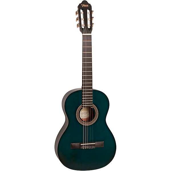 Valencia Valencia VC203 200 Series 3/4 Size Classical Guitar. Transparent Blue