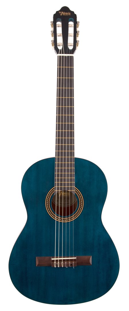 Valencia Valencia VC204TBU 200 Series Classical Guitar. Transparent Blue