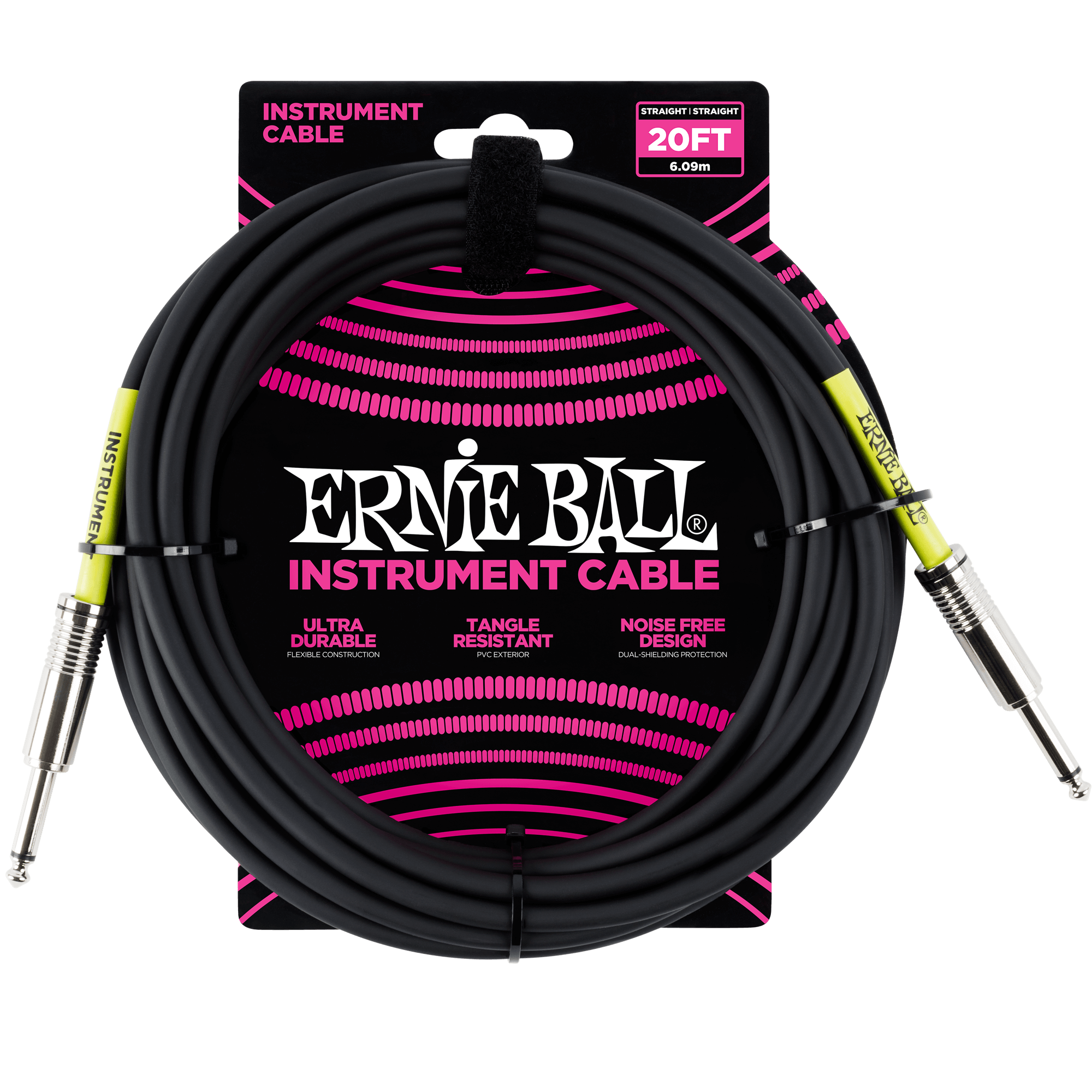 Ernie Ball Ernie Ball 20' Straight / Straight Instrument Cable - Black