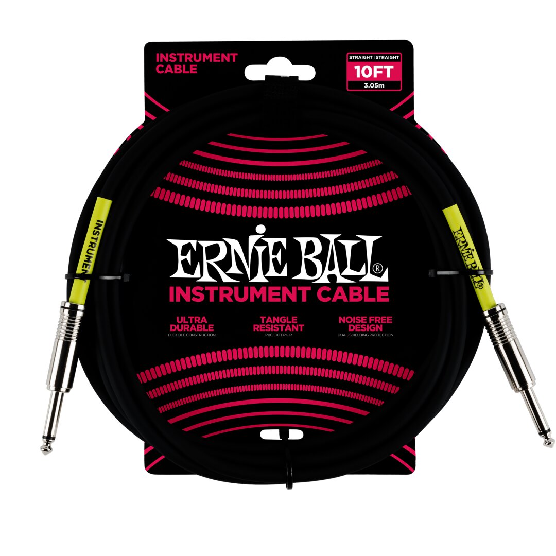 Ernie Ball 10' Straight / Straight Instrument Cable - Black