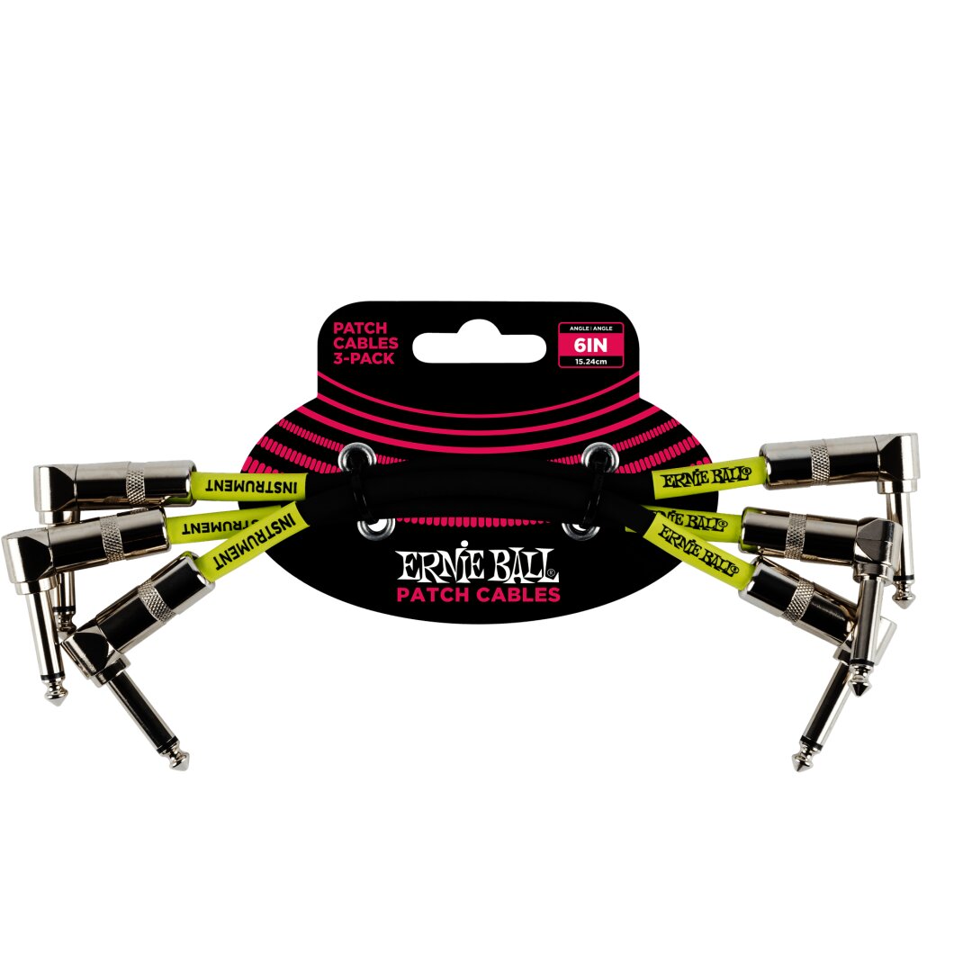 Ernie Ball 6" Angle / Angle Patch Cable 3-Pack - Black