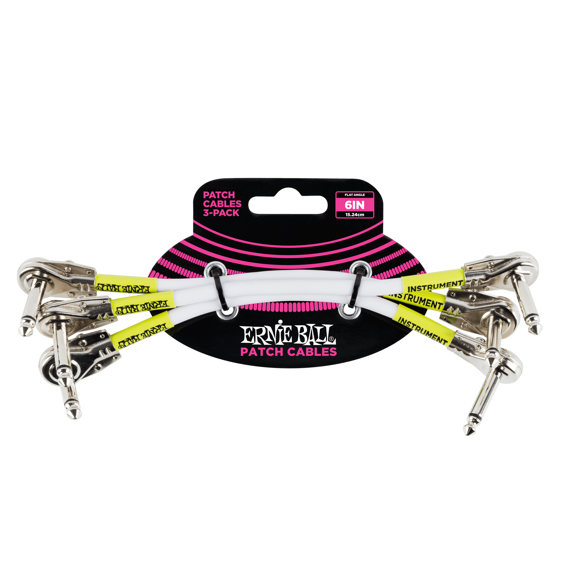 Ernie Ball Ernie Ball 6" Flat Angle / Flat Angle Patch Cable 3-Pack - White