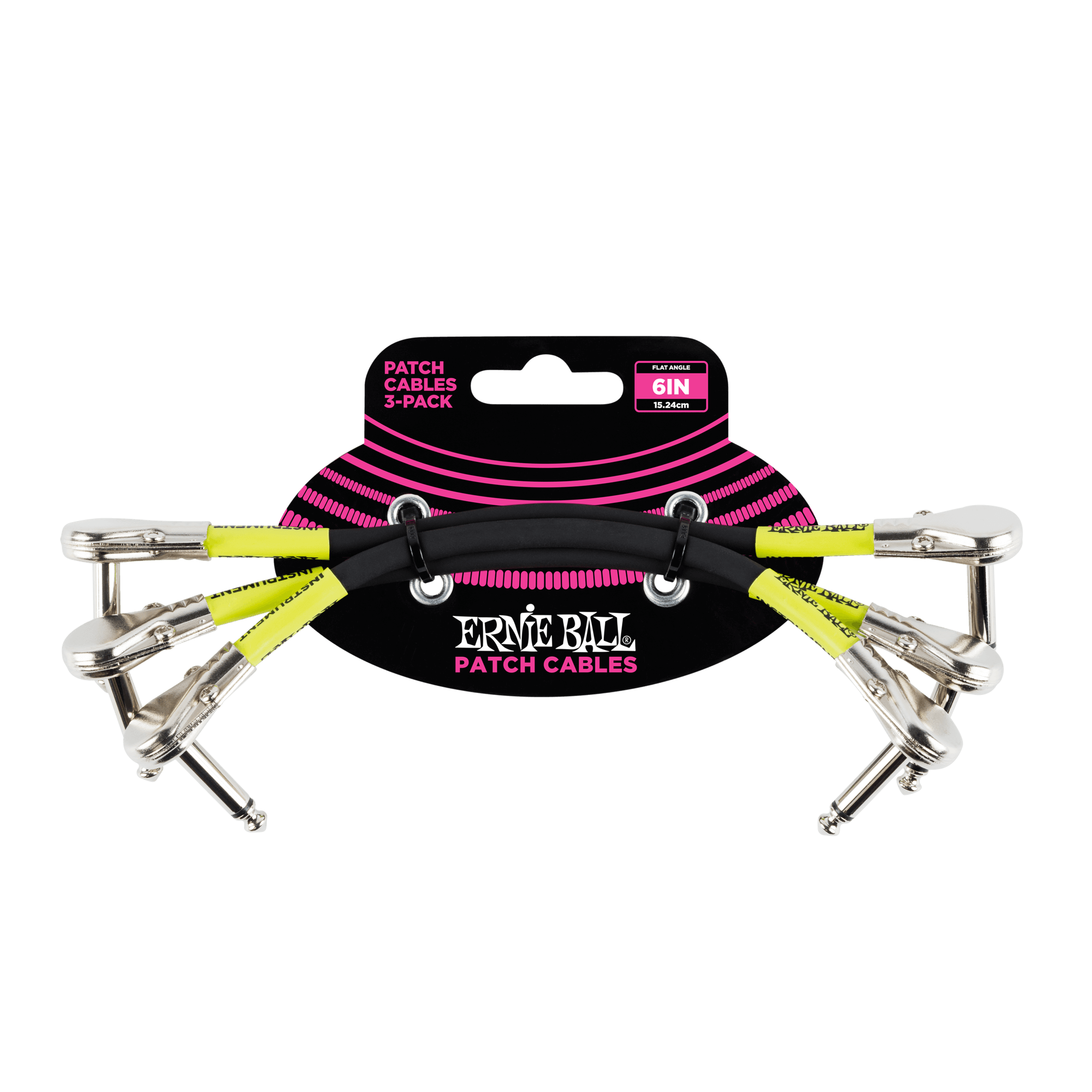 Ernie Ball Ernie Ball 6" Flat Angle / Flat Angle Patch Cable 3-Pack - Black