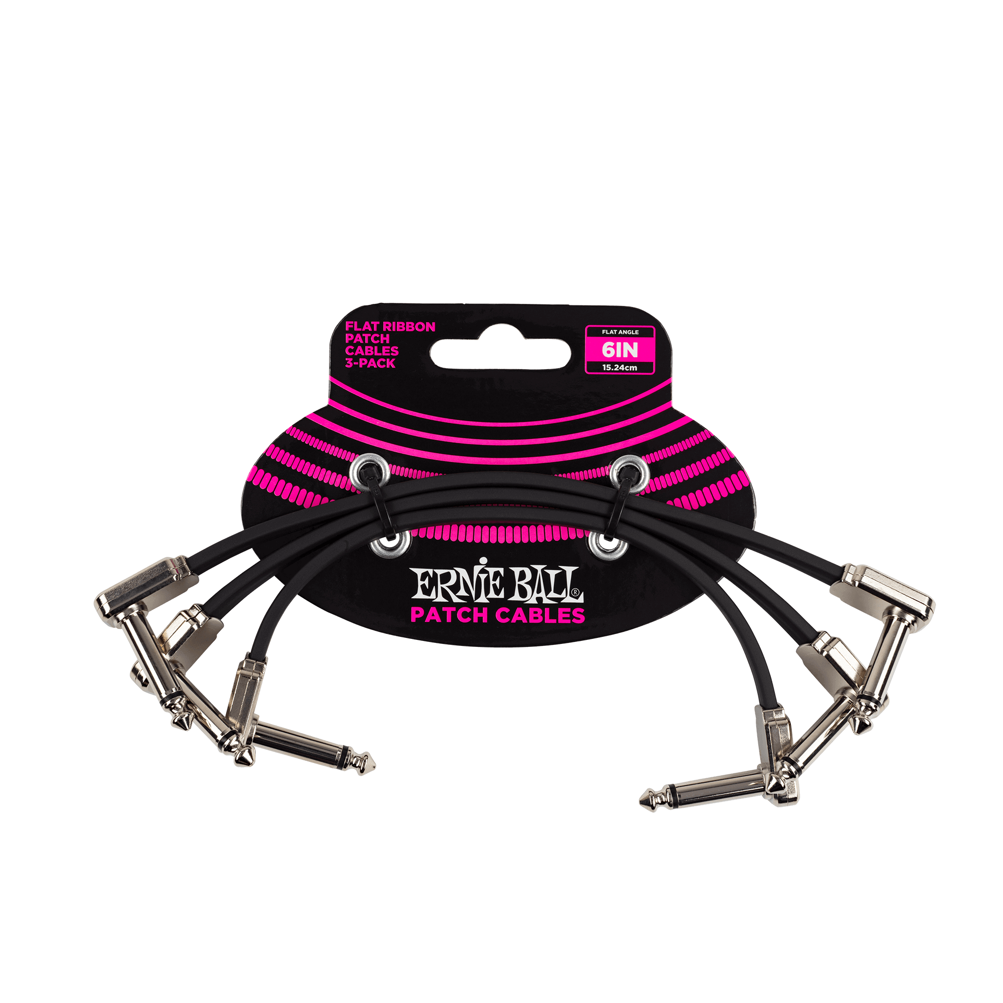 Ernie Ball Ernie Ball 6" Flat Ribbon Patch Cable 3-Pack - Black