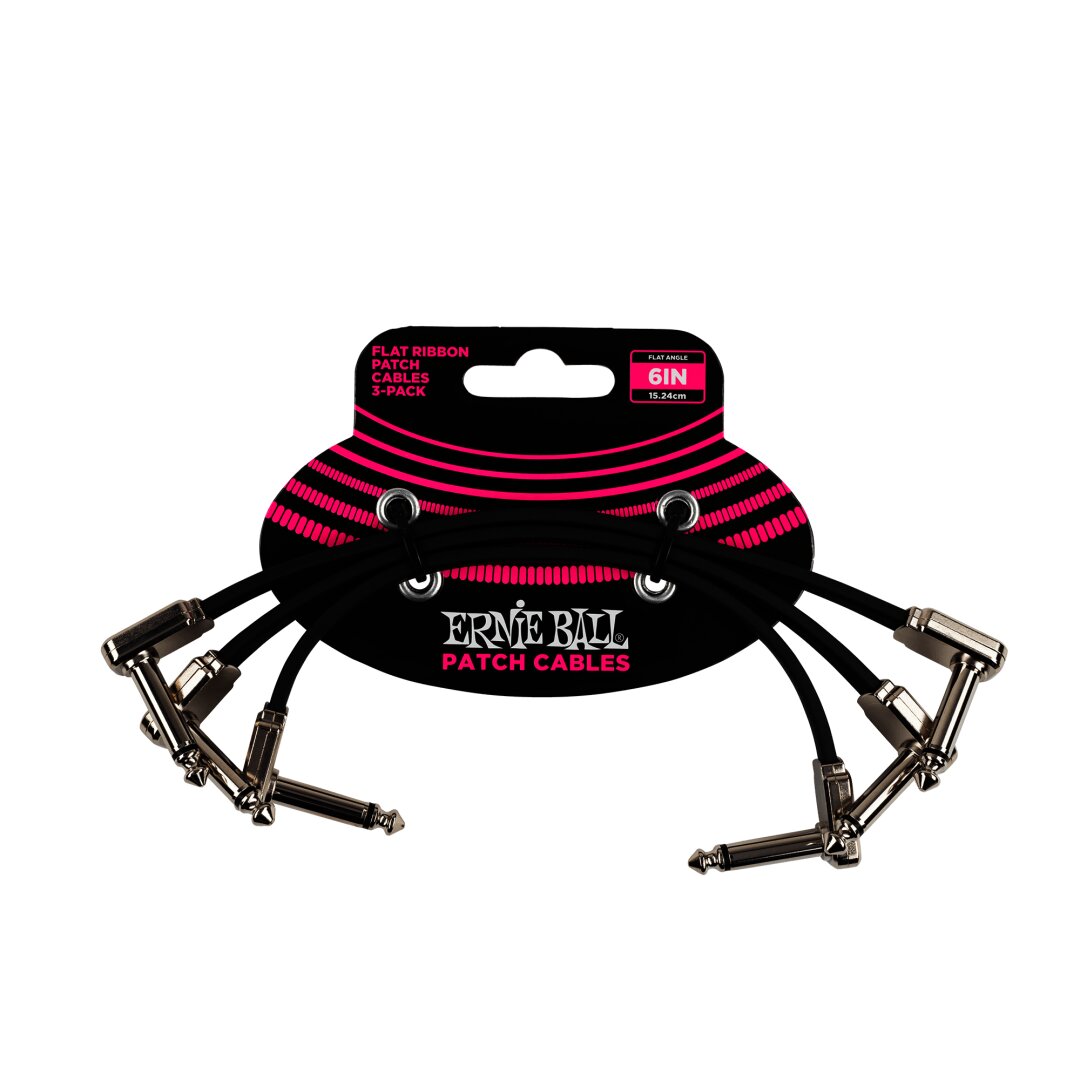 Ernie Ball 6" Flat Ribbon Patch Cable 3-Pack - Black