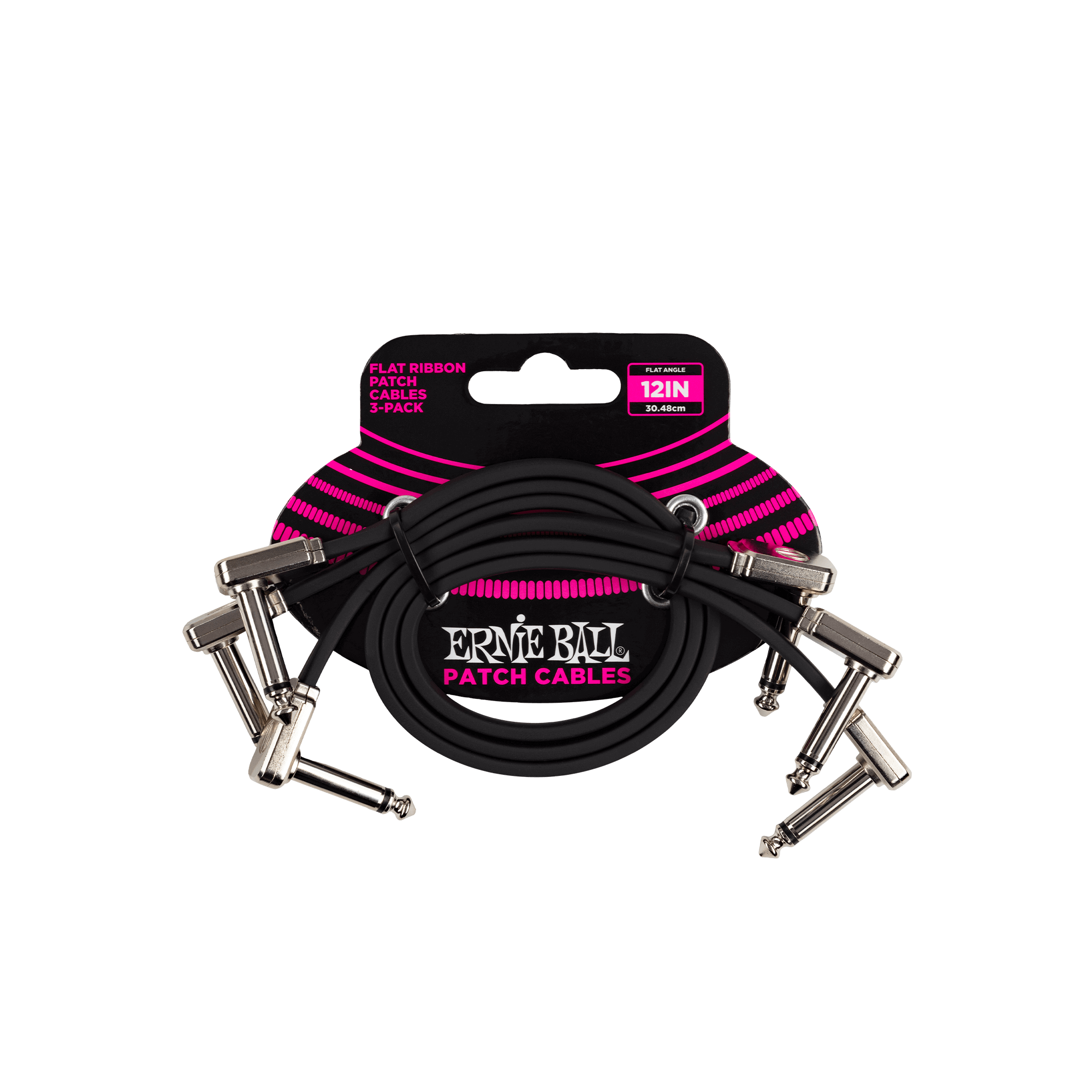 Ernie Ball Ernie Ball 12" Flat Ribbon Patch Cable 3-Pack - Black