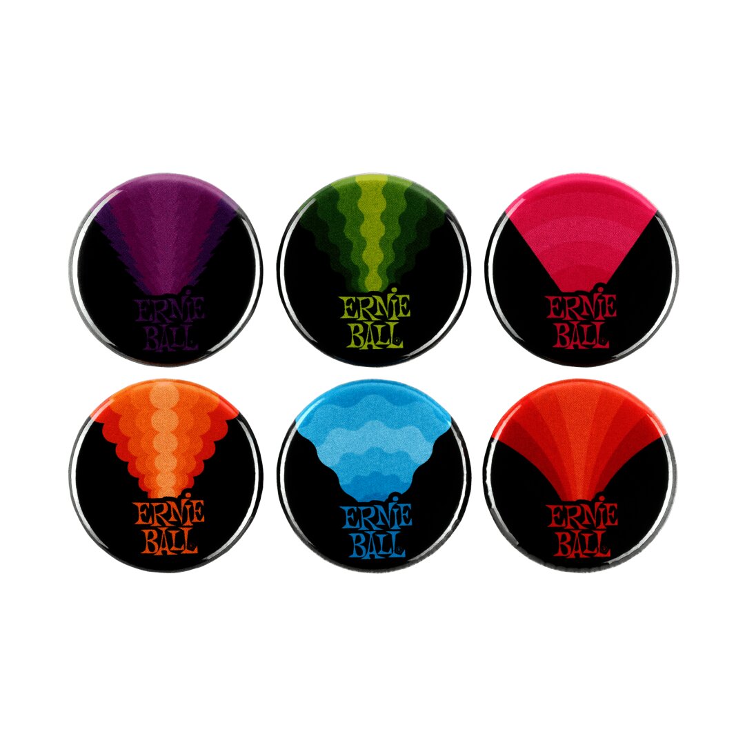 Ernie Ball Colors of Rock'N'Roll 1" Assorted Buttons 6pk