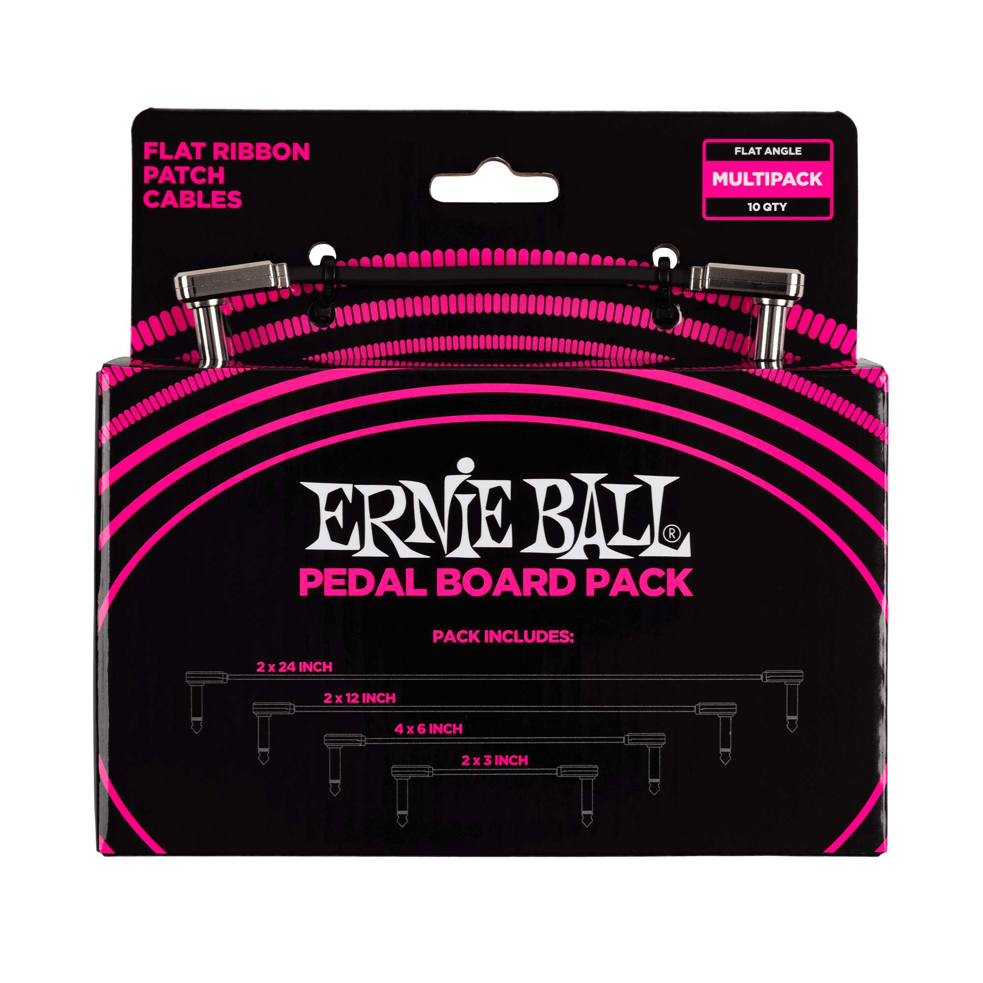 Ernie Ball Ernie Ball Flat Ribbon Patch Cables Pedalboard Multi-Pack - Black