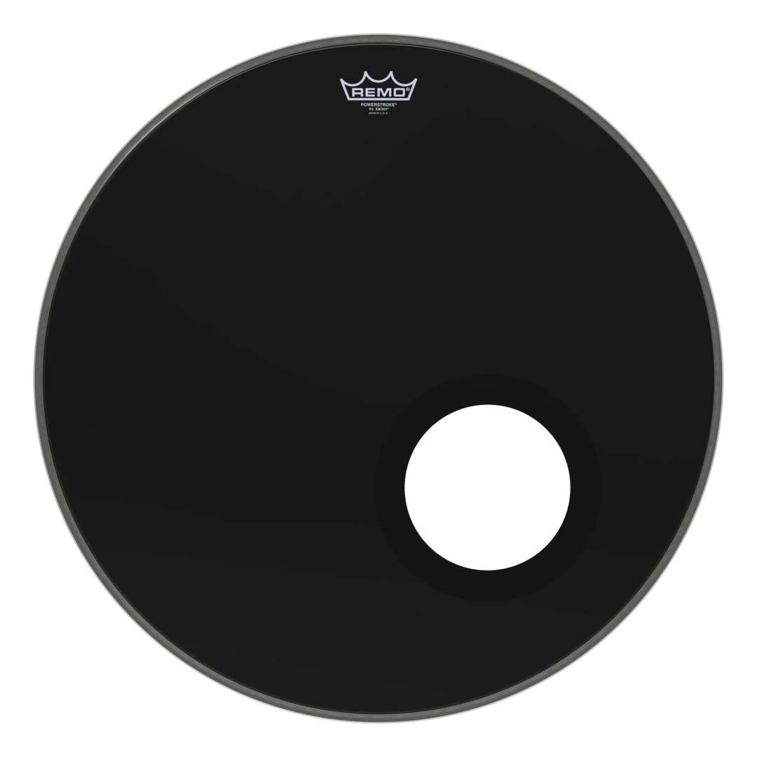 Remo Remo P3-1022-ES-DM Powerstroke P3 Ebony Bass Drumhead. Black Dynamo 22