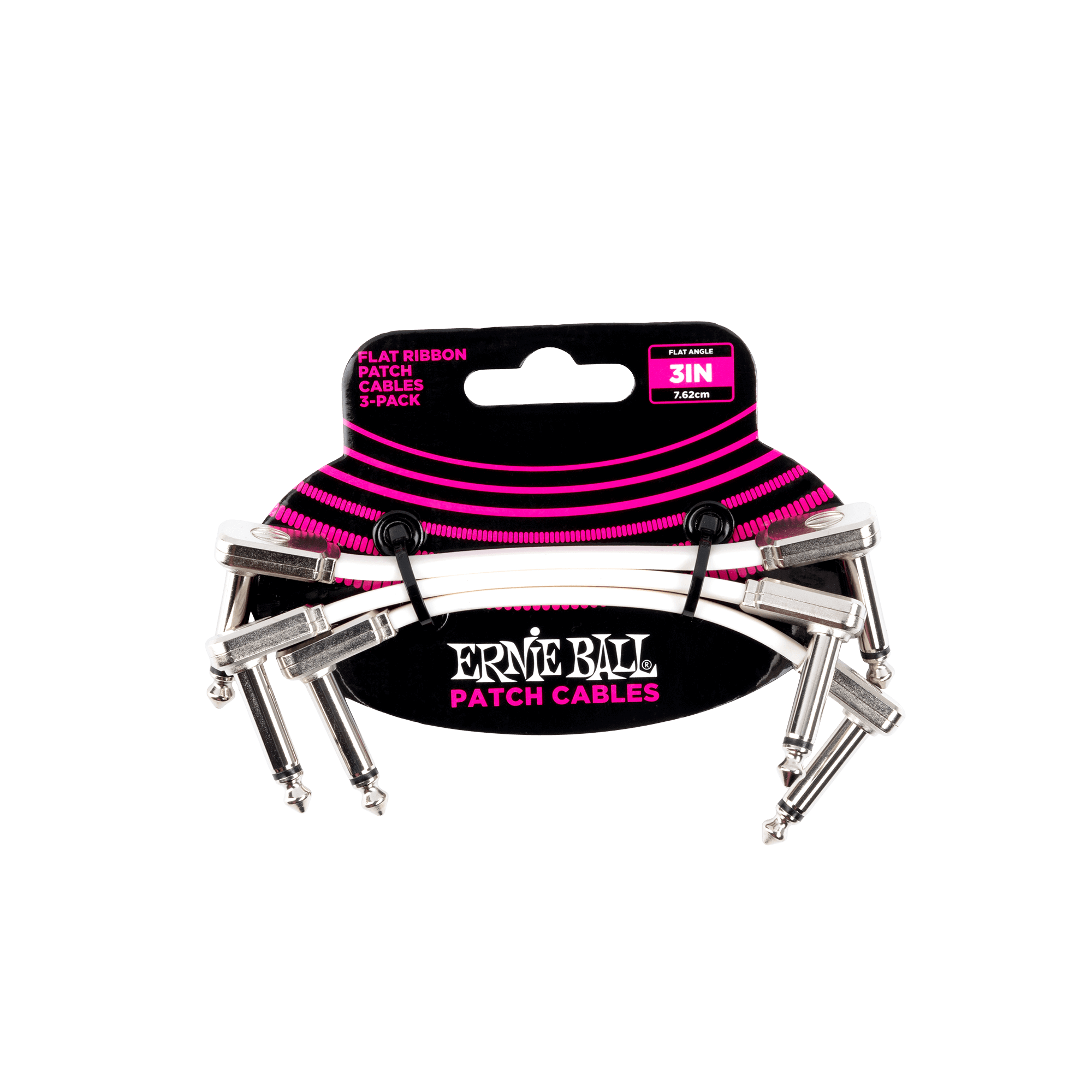 Ernie Ball Ernie Ball 3" Flat Ribbon Patch Cable White 3 Pack - White
