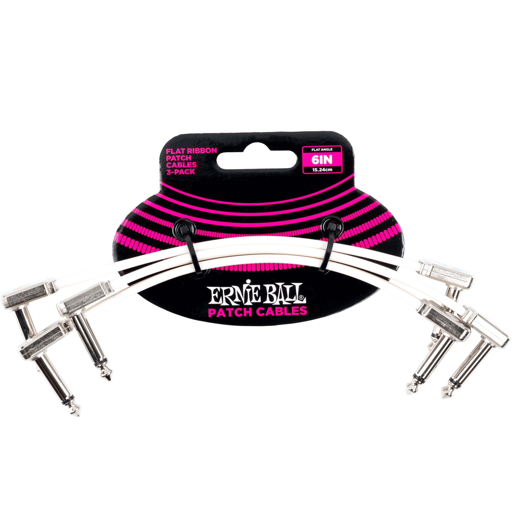 Ernie Ball Ernie Ball 6" Flat Ribbon Patch Cable White 3-Pack - White