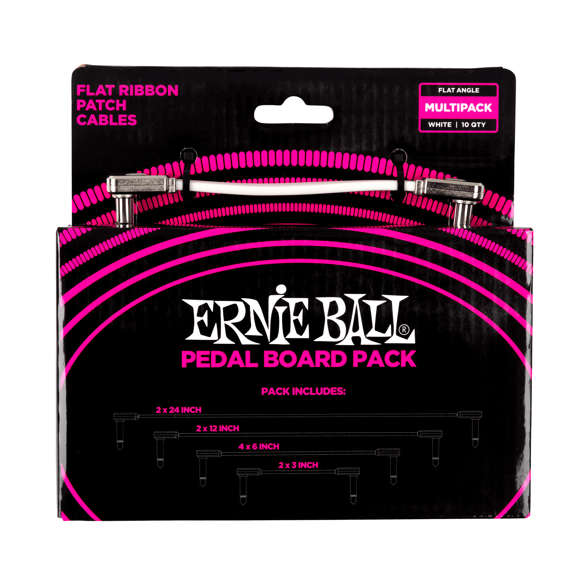 Ernie Ball Ernie Ball Flat Ribbon Patch Cables Pedalboard Multi-Pack - White