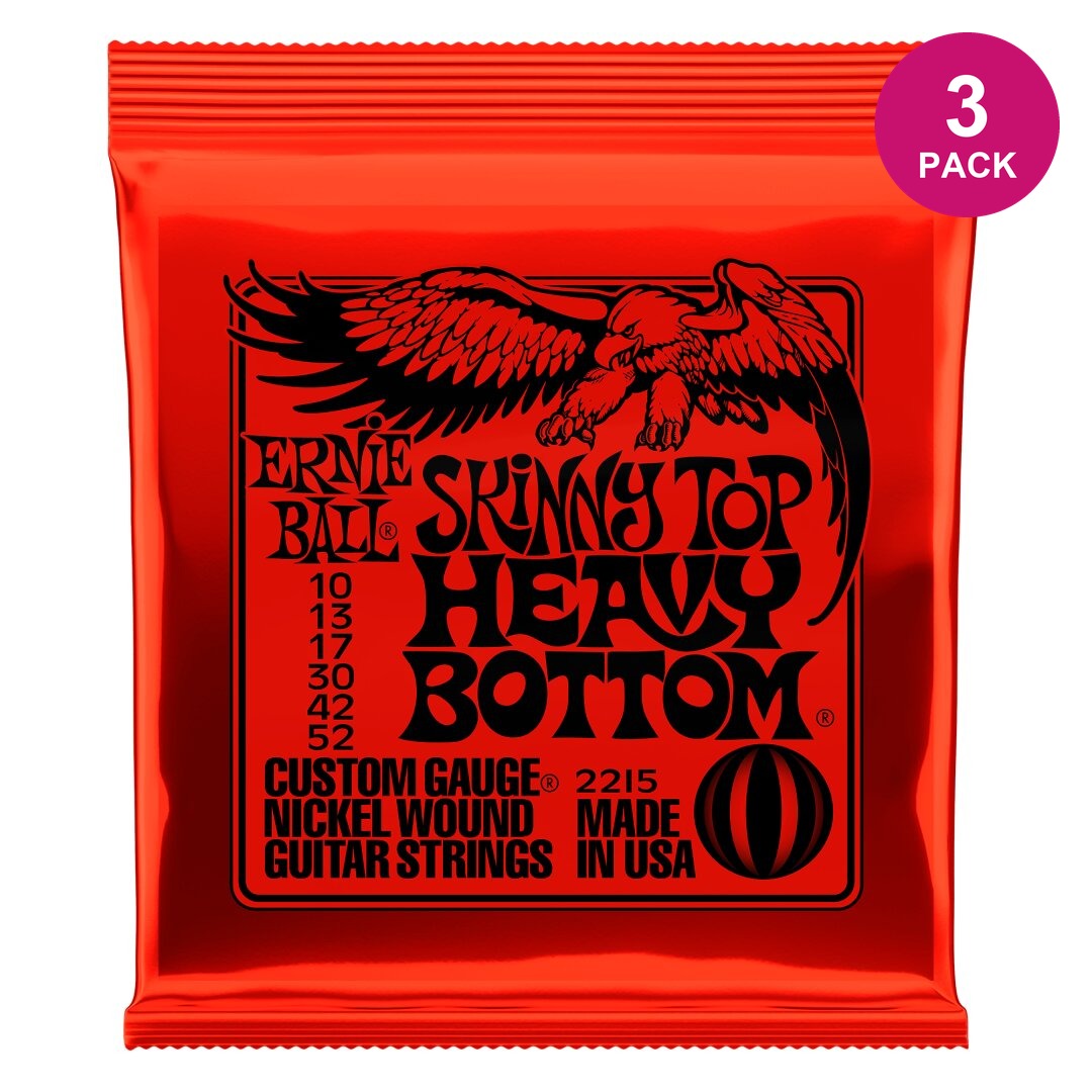 Ernie Ball Skinny Top Heavy Bottom Slinky Nickel Wound Electric Guitar Strings 3 Pack - 10-52 Gauge
